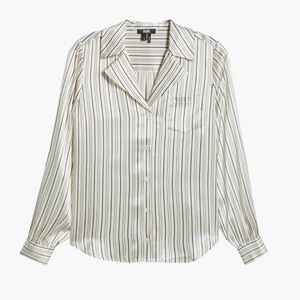 PAIGE (NWT $299) Capriana Stripe 100% Silk Button-Up Shirt Sz M